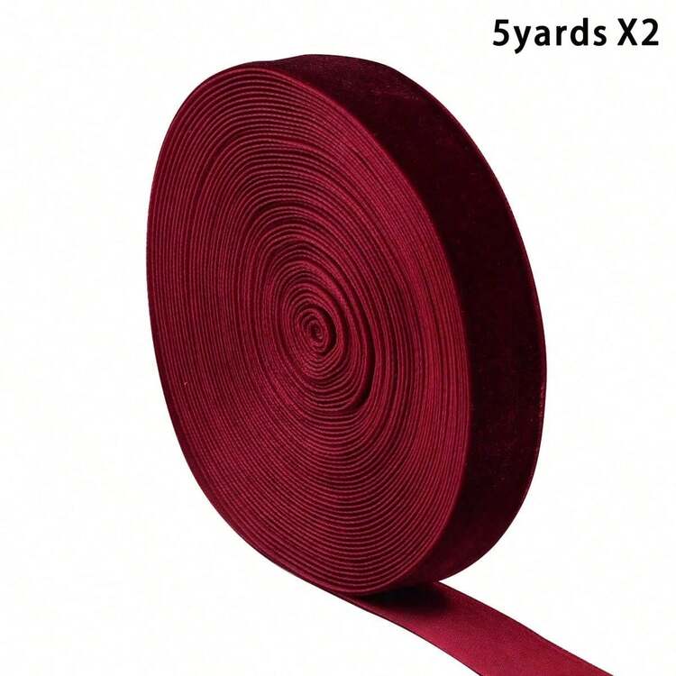 1-4cm 10碼酒紅色單面天鵝絨緞帶，手工DIY髮飾、衣飾蝴蝶結配件；適用於聖誕節、萬聖節、婚禮、新年、生日、返校/畢業派對裝飾、花束包裝、禮物包裝緞帶 - 酒紅色 - 查看 12