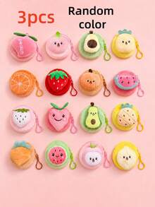 XD 12pcs/6pcs/3pcs/1pc Multi-Functional Children's Fruit Pattern Coin Storage Bag, Compact And Ultra-Portable, Can Store Coins, Keys And Other Small Items, Also Can Be Decorated On Backpacks And Bags, A Gift That Children Love - Multicolor - View 12