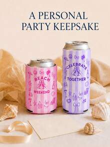 Personalized Can Cooler, Custom Neoprene Drink Holder, Beach Bachelorette Party Favor, Standard Or Slim Can Sleeve - Multicolor - View 4