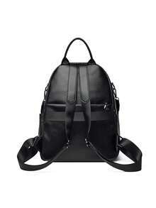 LANYIBAIGEROO Retro Soft Leather Dual Shoulder Bag Women's 2026 New Casual Multi-Function Travel Backpack Large Capacity Commuting Schoolbag - Black - View 4