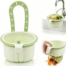 1pc Sink Hanging Strainer Basket, Multi-Purpose Sink Filter Basket, Green | Automatic Press-To-Dump Kitchen Strainer Basket, Space-Saving Faucet Hanging Filter Basket, Suitable For Home Kitchen - Multiple Styles - View 2