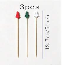 3/10/20/30/50/100/200pcs 3-Color Christmas Tree Bamboo Skewers, Cartoon Tree Shaped Cake Toppers, Fruit Platter Cold Appetizer Dessert Decoration, Christmas Party Table Atmosphere Decor - Multicolor - View 15
