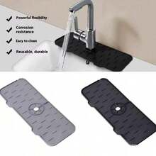 1pc Silicone Faucet Drip Tray Splash Guard Mat, Multi-Functional Kitchen Sink Countertop Drip Pad - Multicolor - View 9