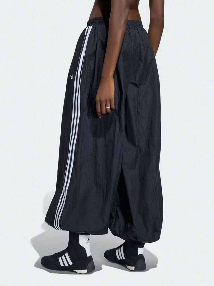Adidas Women's New Loose Woven Sports Pants - Black and White - View 1