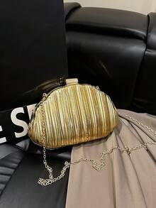 Dedoo Shell Hollow Design Creative Acrylic Chain Women's Bag, Personalized Casual Shoulder Bag, Suitable For Parties And Street Photography - Gold - View 3