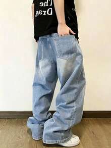 Teen Boy Casual Versatile Daily Wear Denim Jeans With Pockets - Light Wash - View 3