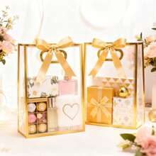 10/2pcs Transparent Pink Gift Tote Bags With Bow Ribbon And Handles, Elegant Waterproof PVC Party Gift Packaging Bags, Suitable For Wedding, Birthday, Bridal Shower, Bachelorette Party, Candy Gift Packaging And Storage, Low Price, $0, Shipping Box, Shipping Bag, Packaging Bag, Plastic Bag - Multicolor - View 5