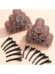 12pcs Self-Adhesive Hair Rollers + 12pcs Hair Clips, Heatless Curling Tools, Self-Adhesive DIY Bangs Volumizing Styling Tools - Multicolor - View 5