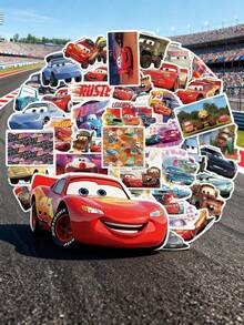 Monogram 50 Buah Stiker Vinyl Tahan Air Berlisensi Disney Cars 2 Desain McQueen Storm untuk Botol, Laptop, Mobil, Ponsel, Hadiah Ulang Tahun - Aneka warna 1 - View 1