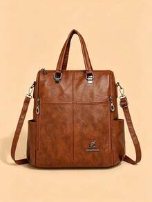 Women's Large Capacity Multi-Pocket Backpack, Women's Bag, Daily Use, Commuting, Casual, School, Work Backpack, Shoulder Bag - Brown - View 1