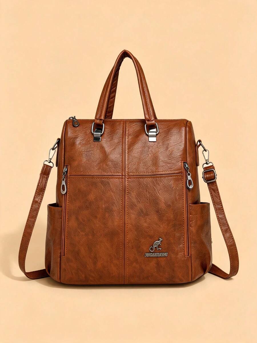 Women's Large Capacity Multi-Pocket Backpack, Women's Bag, Daily Use, Commuting, Casual, School, Work Backpack, Shoulder Bag - Brown - View 1