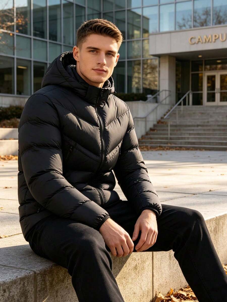 Men Down Coats - Black - View 1