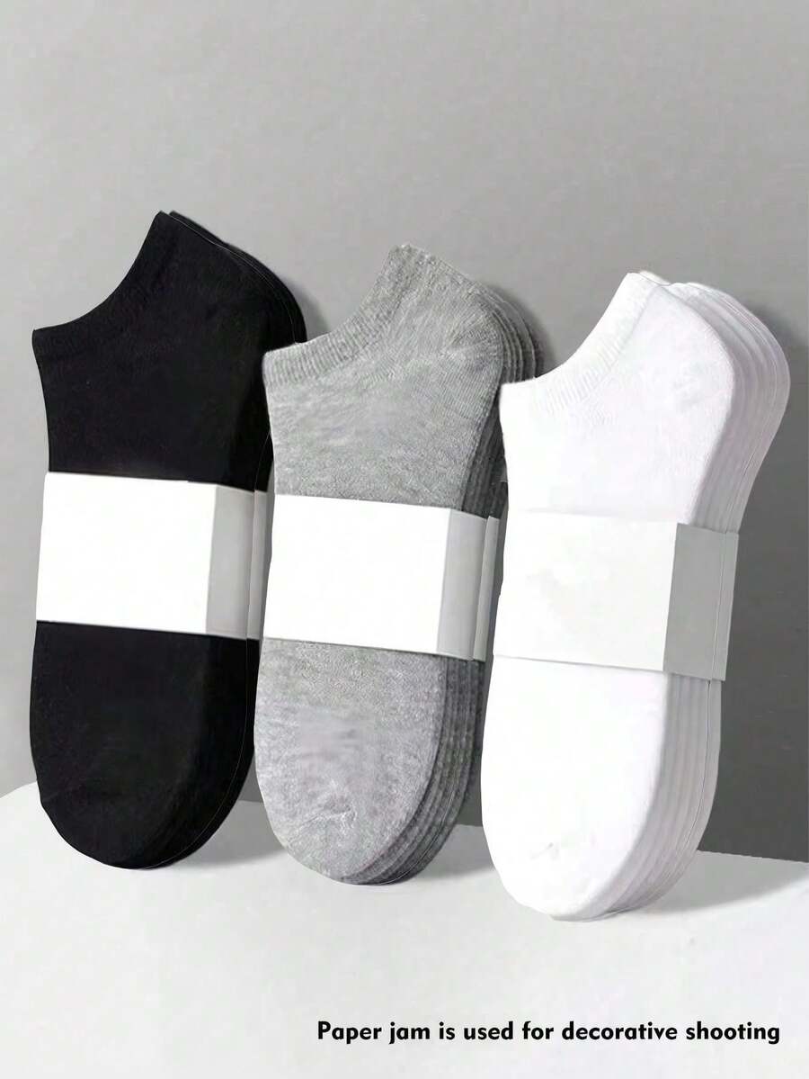 1/10/30 Pairs Men's Basic Boat Socks, Men's Business Short Socks, Comfortable Spring/Summer Style - Multicolor - View 1