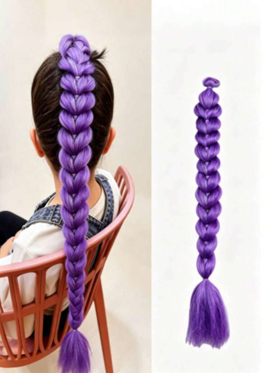 1pc Purple Large Braid, Braided Dreadlocks Long Hair Ponytail Boxer Braids Colorful Wig Cross-Border New Product - Multicolor - View 1