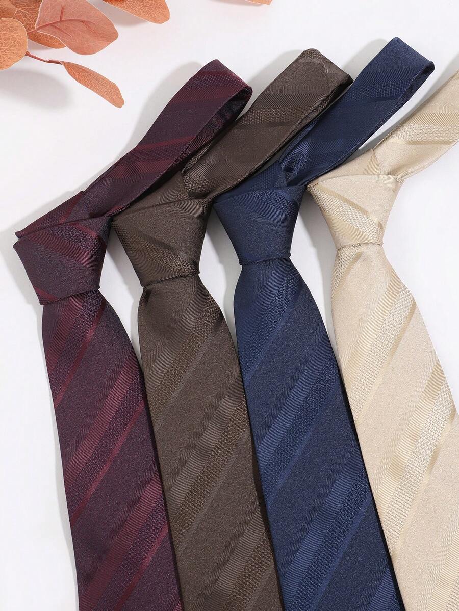 1PC Men's Casual Striped Pattern Tie, Suitable For Daily Wear, Versatile For Holidays, Gatherings And Parties - Multicolor - View 1
