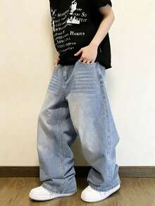 Teen Boy Casual Versatile Daily Wear Denim Jeans With Pockets - Light Wash - View 2