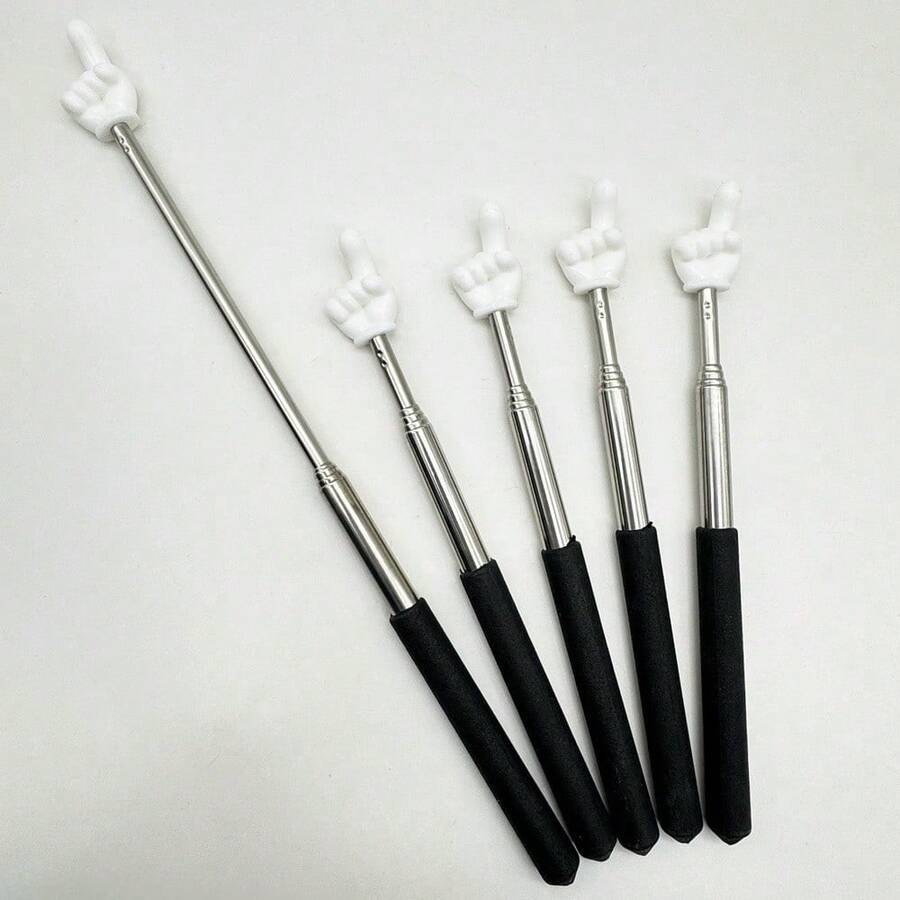 1/2pcs Retractable Teacher Pointer, Extendable Handheld Finger Pointing Stick, Mini Collapsible Classroom Pointer, Suitable For Primary School And Kindergarten Teachers, Classroom Supplies (Black), Back To School - A - View 1