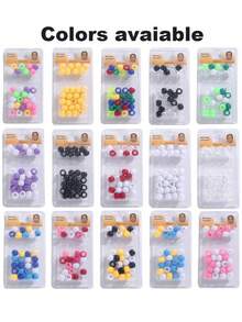 1 Box Approx. 28pcs Colorful Children Hair Beads, Used For Braiding, Dreadlock Accessories, Plastic Hair Beads, Hair Extension Tool Beads, Girls Hair Accessories - Multicolor - View 3