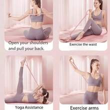 Set 2 Buah Pita Resistensi Yoga, Alat Tarik Pedal Kaki & Peregang Punggung Bahu, Peralatan Olahraga Kebugaran Rumahan untuk Latihan Pembentukan Tubuh Lengan, Kaki, Pinggang - MultiWarna - View 5