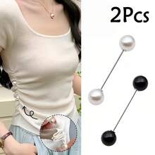 2/4/6Pcs T-Shirt Shortening Tool Invisible Waist Cincher Hem Tightener Adjustable Buckle Round Bead Pin No-Sew Knot Button - Multicolor - View 18