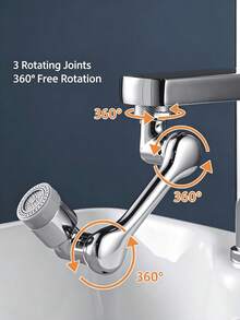 1pc Universal Faucet Extender, 1080° Rotating Zinc Alloy Water Nozzle, Threaded Sink Aerator Adapter, Anti-Splash Extension Head, Suitable For Kitchen Sink And Bathroom, Adapter Included - Multi-functional Robotic Arm Dual-mode Faucet Extender - View 2