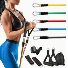11pcs/Set Resistance Bands, Portable Fitness Equipment, Ankle Straps, Chest Expander, Elastic Exercise Bands - Multicolor - View 3