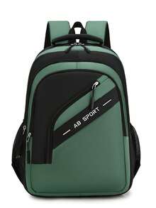 Unisex Backpack, Black Grey Contrast Sport Star Label Daypack, Multi Front Zipper Storage, For School Fitness Daily Commute - Multicolor - View 12