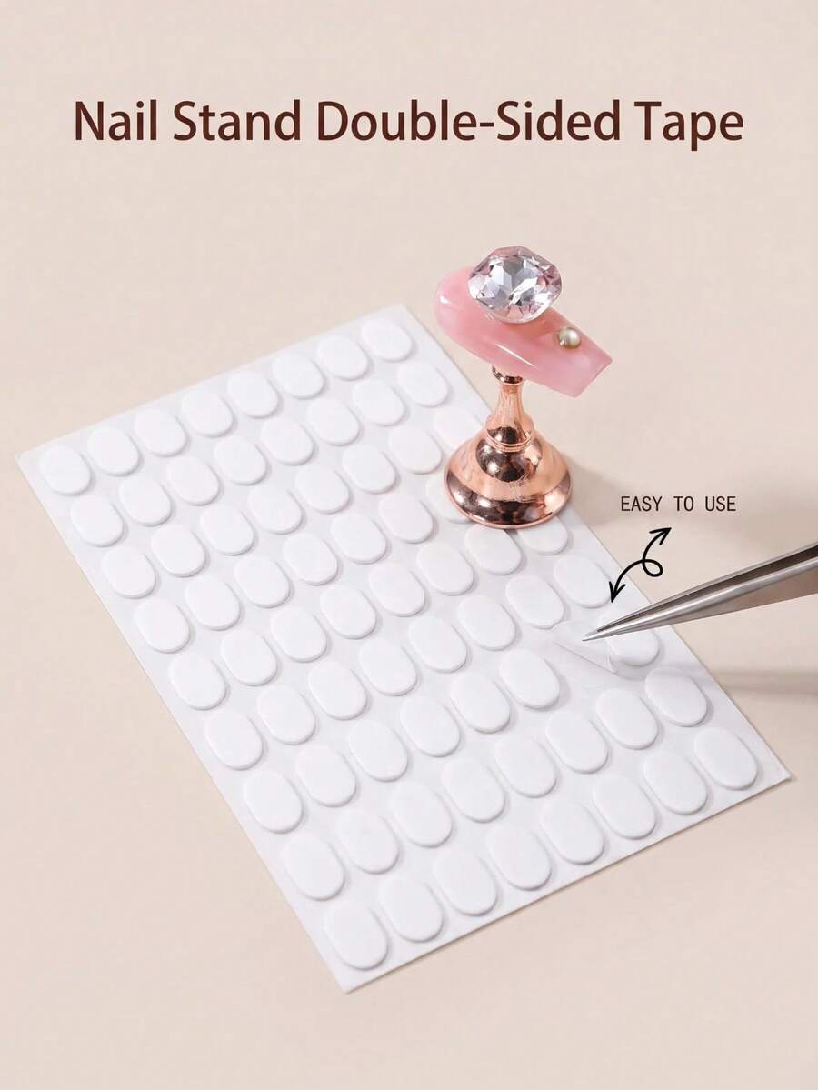 200pcs Double-Sided Adhesive Tape For Nail Art, Suitable For Nail Art Trays, Nail Art Application Tools, Nail Tip Display, Nail Tip Design, No-Trace High-Adhesion Reusable Nail Art Tools