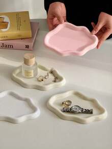 1pc Asymmetric Cloud-Shaped Tray - Nordic Style Jewelry Storage Tray, Jewelry Collection Decorative Storage Dish, Suitable For Keys, Earrings, Necklaces, Soap And Jewelry Display Tray. Perfect For Autumn Decor, Bedroom Decor - Multicolor - View 7