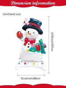 1pc Christmas Snowman Foil Balloon, Large Standing Christmas Winter Holiday Party Decoration, New Year Celebration Foil Balloon, Photo Backdrop Prop, Indoor Outdoor Home Window Christmas Decor - Snowman - View 9