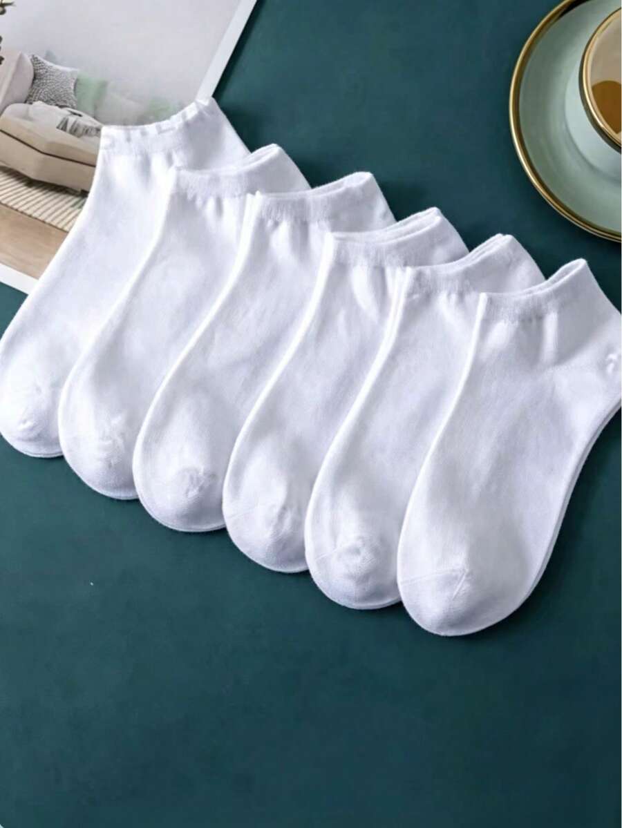 10 Pairs White Casual Daily Boat Socks - White - View 1