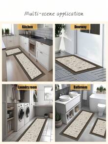 1 Pc Flowers, Leaves Pattern Kitchen Mat, 3.5 Mm Soft Rubber That Absorbs Water And Is Easy To Clean. Suitable For Corridors, Bathrooms, Living Rooms, Outdoor Door Mats, And Toilets. Useable Throughout The Year And For Various Holidays. - Multicolor - View 6