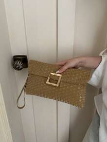 New Fashion Women's Envelope Bag, Versatile Solid Color Handbag, Large Capacity Casual Tote - Khaki - View 6