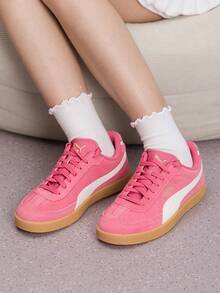 Puma Club II Era SD 男女款休閒運動鞋，復古舒適透氣輕量休閒鞋 409204-02 - 狂野粉-暖白 - 查看 3