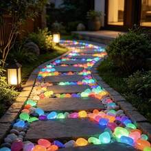 1 Pack Mixed Color Glow-In-The-Dark Pebbles, 1cm Diameter, Fluorescent Colorful Decorative Stones, Suitable For Aquarium, Fish Tank, Garden Path, Patio, Lawn, Terrace Landscape And Yard Decoration, DIY Crafts, Random Colors - Multi-color - View 3