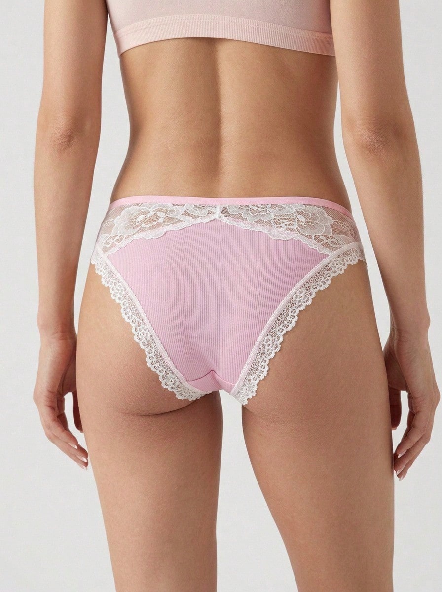 Aesletic 1Piece Women's Underwear Set - Floral Lace Premium Design, Stretchy Breathable Mid-Rise Briefs - Multicolor - View 1