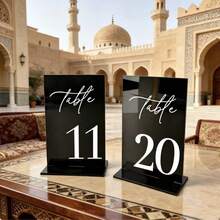 5pcs/10pcs Black Acrylic Wedding Table Number Signs 10*15cm Modern Calligraphy Printed Self-Standing Table Cards Reusable Easy To Install Personalized Industrial Style Suitable For Wedding Birthday Party Restaurant Commercial Graduation Ceremony Wedding Favors Table Centerpiece Home Decor - Black - View 7