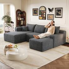 Dark Grey 4 Seat Sofa - Modern L Shaped Couch - 深灰色 4 人座 - 查看 1