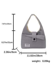 2026 Fashion New Casual Large Capacity Commuter Minimalist Retro Plaid Eye-Catching Shoulder Bag Niche Handbag - Grey - View 3