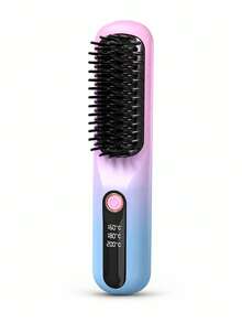 Wireless Negative Ion Straightening Comb, 2-In-1 Straightening & Curling Hot Comb, 3 Temperature Settings 160℃/180℃/200℃, 5D Ceramic Teeth, Type-C Charging Portable Women's Hair Styling Tool, Suitable For Daily & Travel Styling - B - View 12