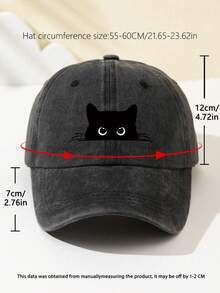 1pc Women's White Cat Eye Print Fashion Baseball Cap, Cute Animal Pattern, Adjustable Brim, Breathable, Suitable For Outdoor Sports, Camping, Travel, Holiday Gift, Summer, Beach, Sun Hat - Multicolor - View 7