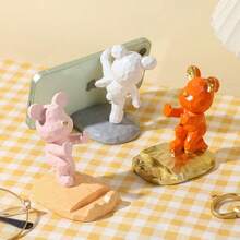 1pc Cute Cartoon Bear Desktop Phone Holder, Universal Smartphone And Tablet Stand, Bedroom Study Living Room Cute Desktop Decor, Exquisite Birthday Graduation Gift, Holiday Party Gift Ornament - Multicolor - View 3