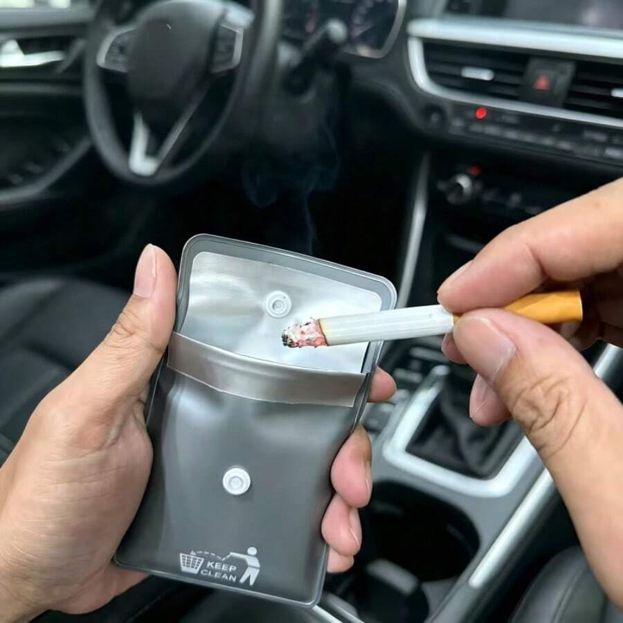 5pcs/1pc Portable Square Car Ashtray, Outdoor Travel Car Ashtray, Essential Smoking Accessory For Music Festival, Camping, Road Trip - Upgraded Version - View 1