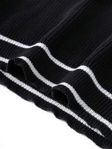 Men's Autumn/Winter V-Neck Casual Minimalist Colorblock Sweater - Black - View 9