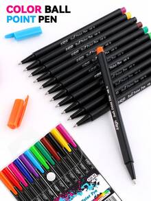 6/8/10/12pcs 1mm Colorful Oil-Based Markers, Student & Office Stationery Pens, Suitable For Crafts, Bookkeeping, Hand Drawing, Notebook Ballpoint Pens, Back To School - Multicolor - View 11
