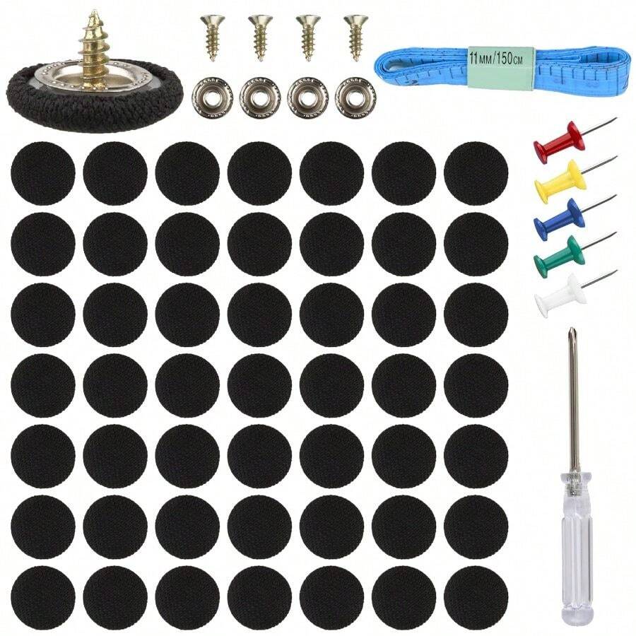 50 Set Car Roof Headliner Repair Kit, Car Ceiling Fabric Repair Kit 202 Pcs Auto Roof Snap Rivets Retainer Nterior Ceiling Cloth Fixing Repair With Installation (Black Grid) - A - View 1