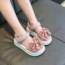 Girls' Fashion Sunny Sandals, Korean Style Hook & Loop, Lightweight Non-Slip Soft Sole Princess Shoes For Daily Wear And Outings - Pink - View 6