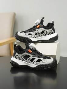Giày sục thể thao ngoài trời cho trẻ em unisex, sandal đen thời trang phối màu đục lỗ, giày chơi bãi biển bảo vệ ngón chân, giày sneaker đế dày họa tiết chữ, khóa dán dễ xỏ/tháo - màu đen - Xem 7