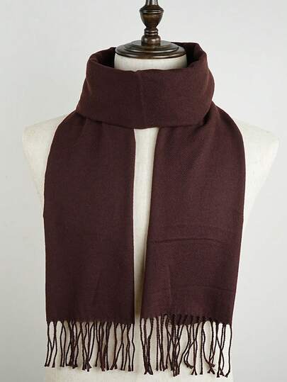 1pc Plaid Print Scarf, Fashionable Business Scarf For Men, Warm Shawl, Classic 180*30CM Tassel Business Scarf, Luxury Unisex Scarf