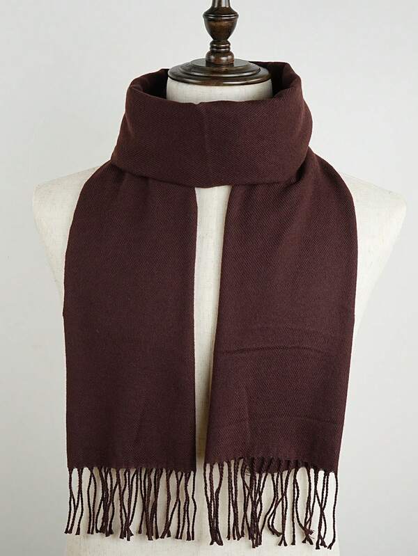 1pc Plaid Print Scarf, Fashionable Business Scarf For Men, Warm Shawl, Classic 180*30CM Tassel Business Scarf, Luxury Unisex Scarf